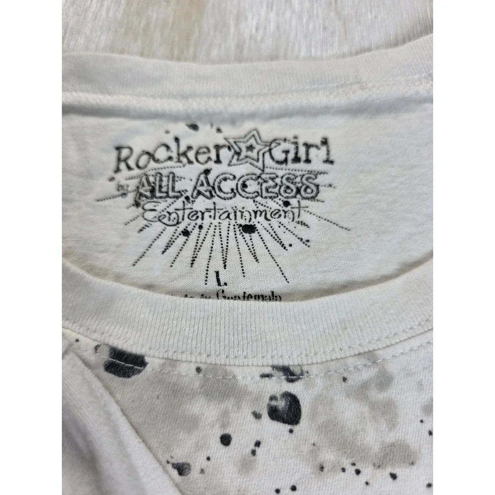 TWO Rocker Girl Heart Graphic T-Shirts Bundle White Pink Y2K Grunge Kids M L